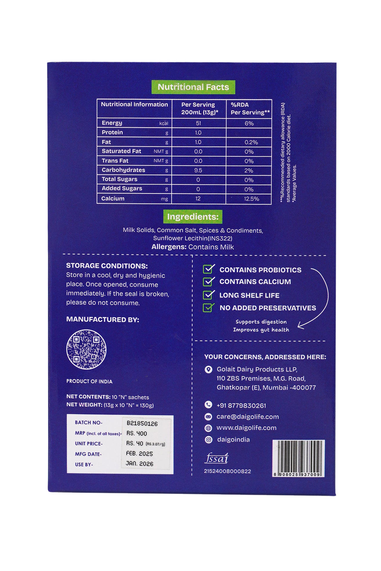 INSTANT Masala Chaas Premix - 10 Servings