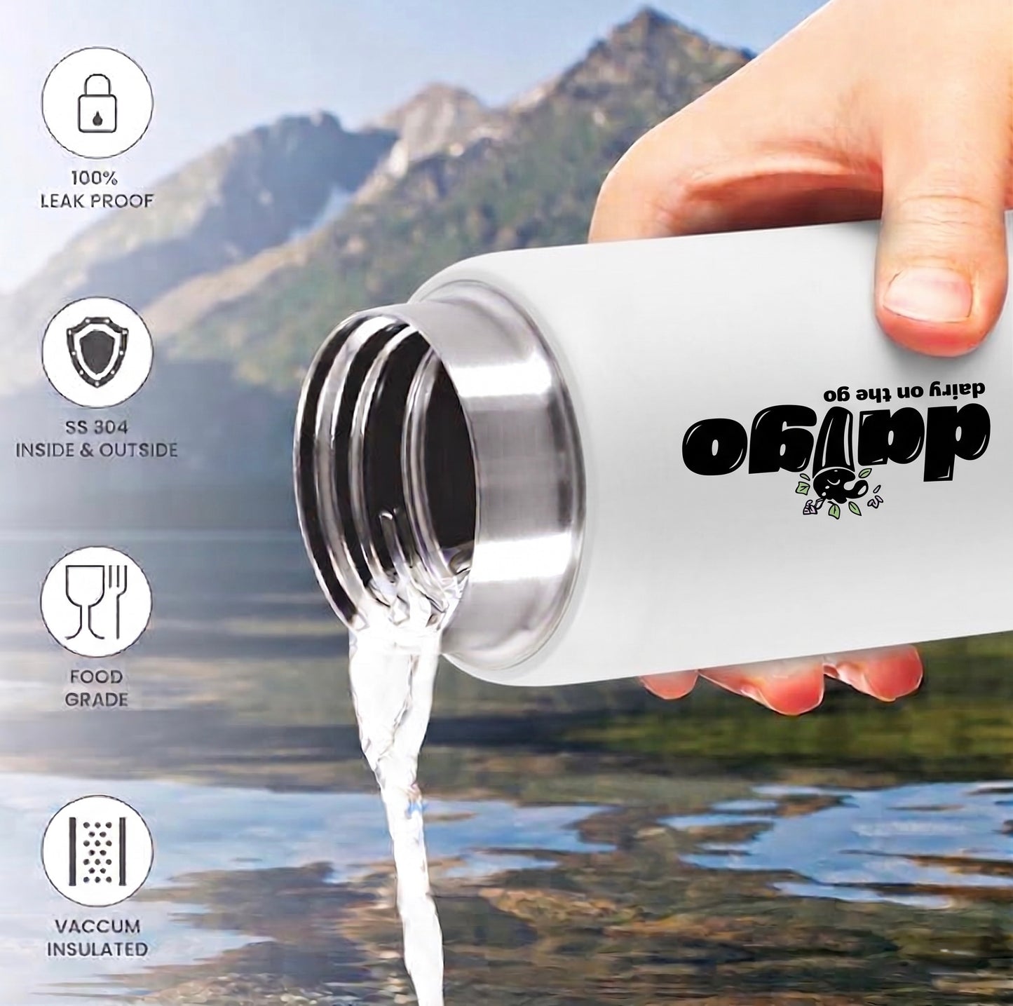 Daigo AeroSip 200 Thermosteel Insulated Water Bottle 190 ml | 24 Hr Hot and Cold | Leak-Proof Lid | ISI Certified | Vacuum Insulated