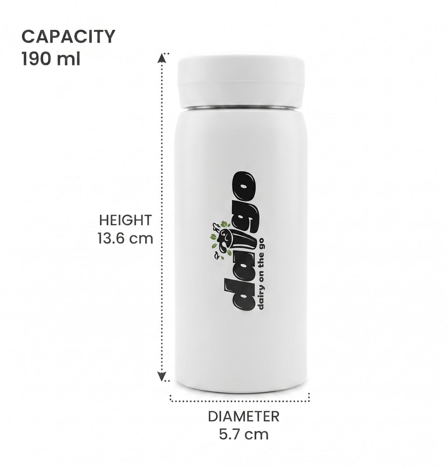 Daigo AeroSip 200 Thermosteel Insulated Water Bottle 190 ml | 24 Hr Hot and Cold | Leak-Proof Lid | ISI Certified | Vacuum Insulated