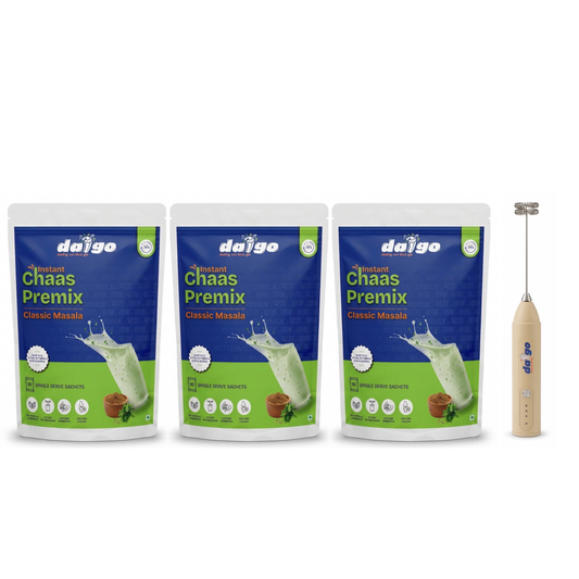 INSTANT 3 x Masala Chaas Premix + Whisker - Combo- 30 Servings