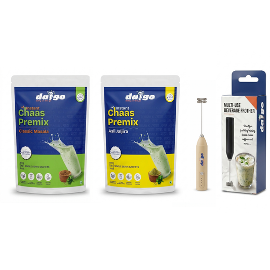 INSTANT Chaas Premix Combo- Masala + Jaljira Chaas + Whisker - 20 Servings